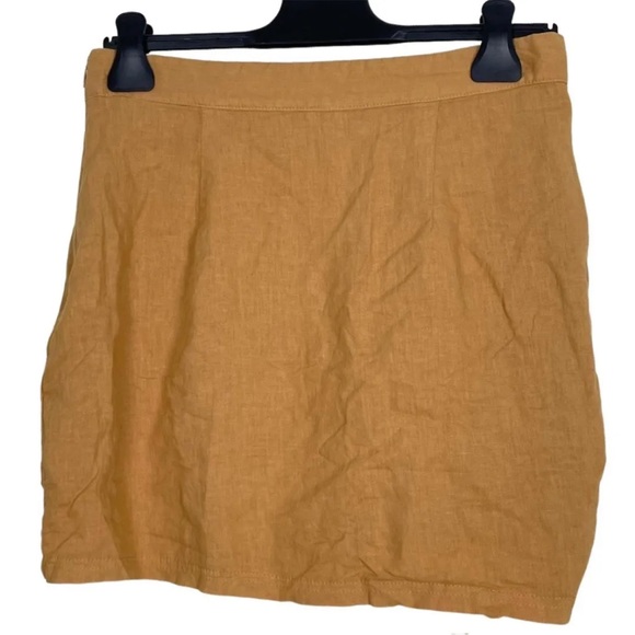 NWT Free People Tori Side Ruched Mini Skirt in Mustard UK size 4 & UK 14 RRP $78 - Picture 5 of 5
